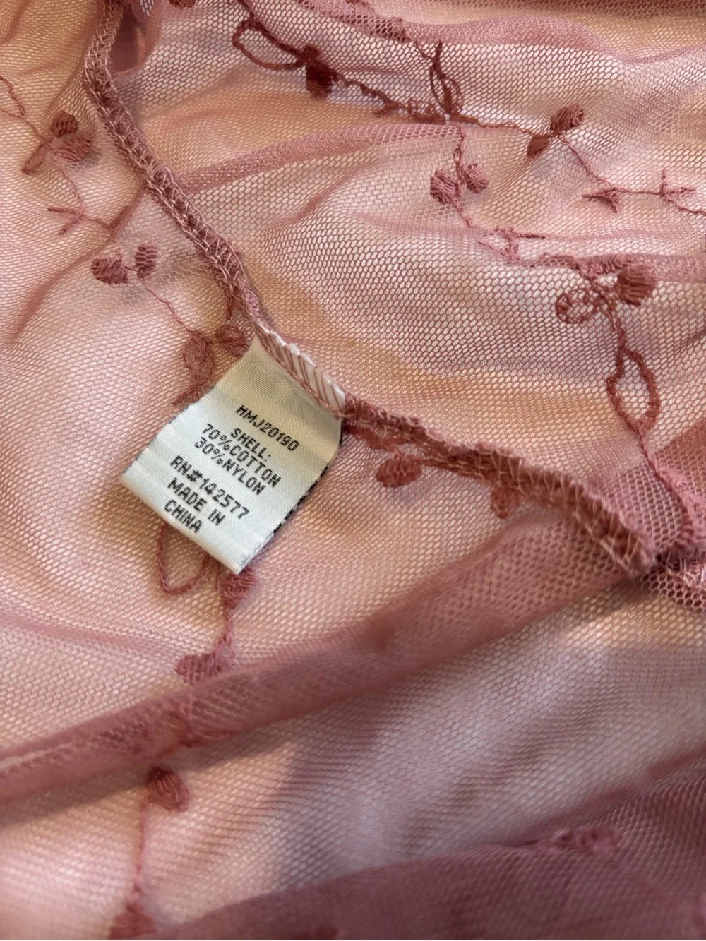 Haute Monde Sheer Lace Long Robe in Dusty Rose